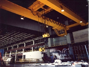 Puentes grúa birraíles, de cualquier tamaño,  equipadas con un carro con polipasto. Sus ventajas más importantes son el aprovechamiento de la altura y la facilidad de actuaciones posteriores.