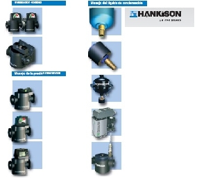 Juegos de acoplamiento en acero inoxidable, Soporte de pared, Manómetro diferencial, Monitor de filtro, Separador de condensación interno automático,  Separador de condensación externo automático o electronicamente, Indicador de aceite